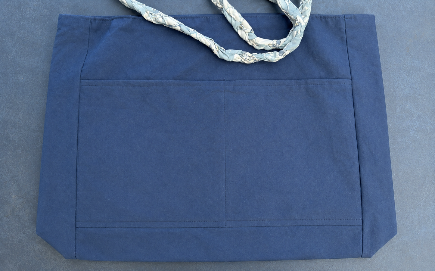Boho Chic Leigh Bag – Tones of Blue and White Bag, Handcrafted from Repurposed Natural Fiber Textiles
