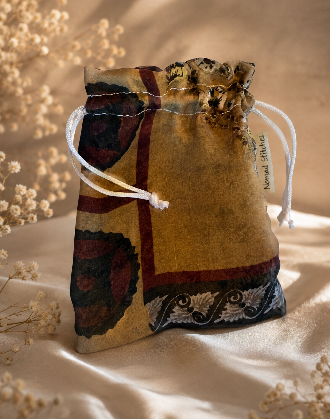 Earthtones Geo Print Silk Bag | Sacred Silk Satchels