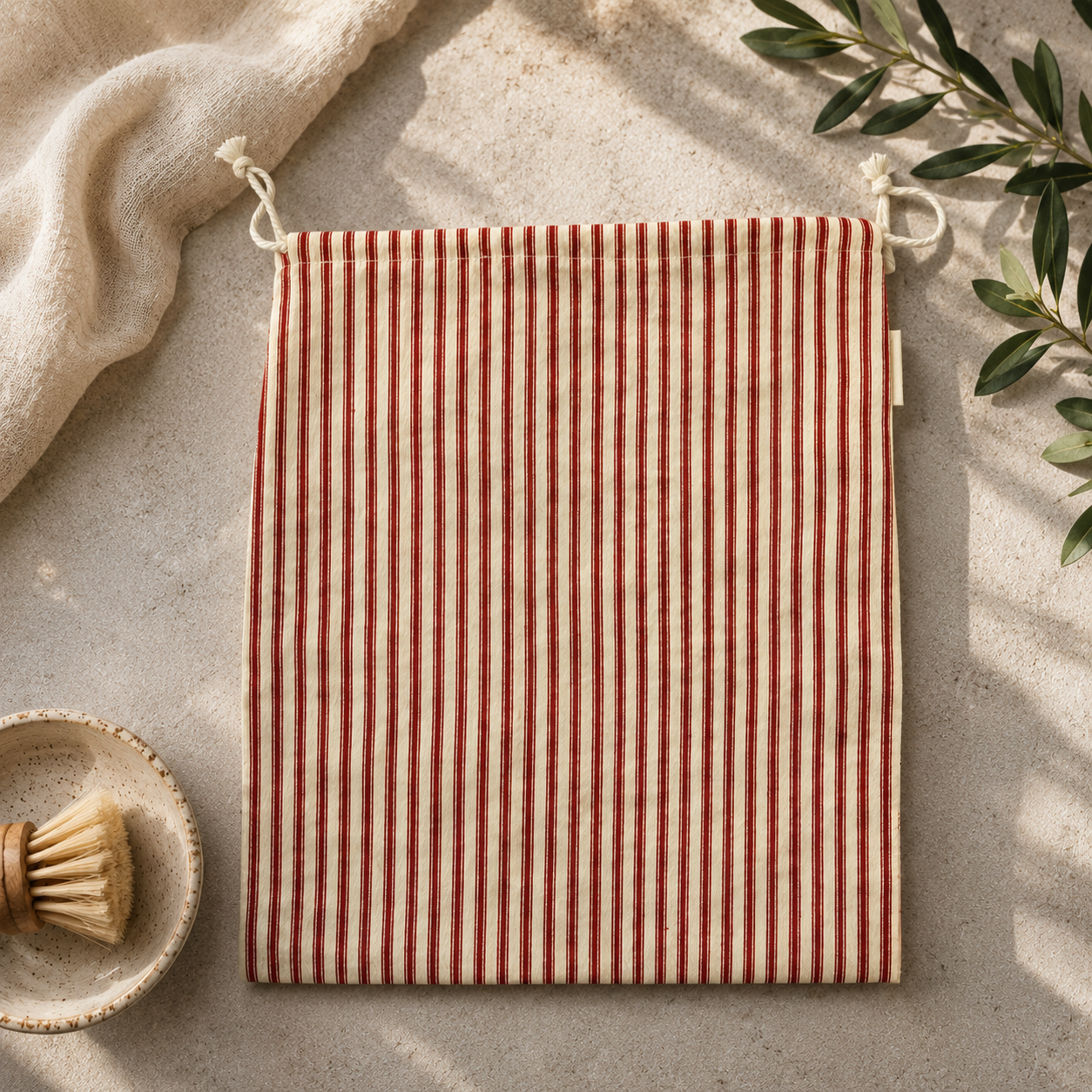 Utility Bag Yarn Dye Ticking Stripe-Red | Essentials Collection