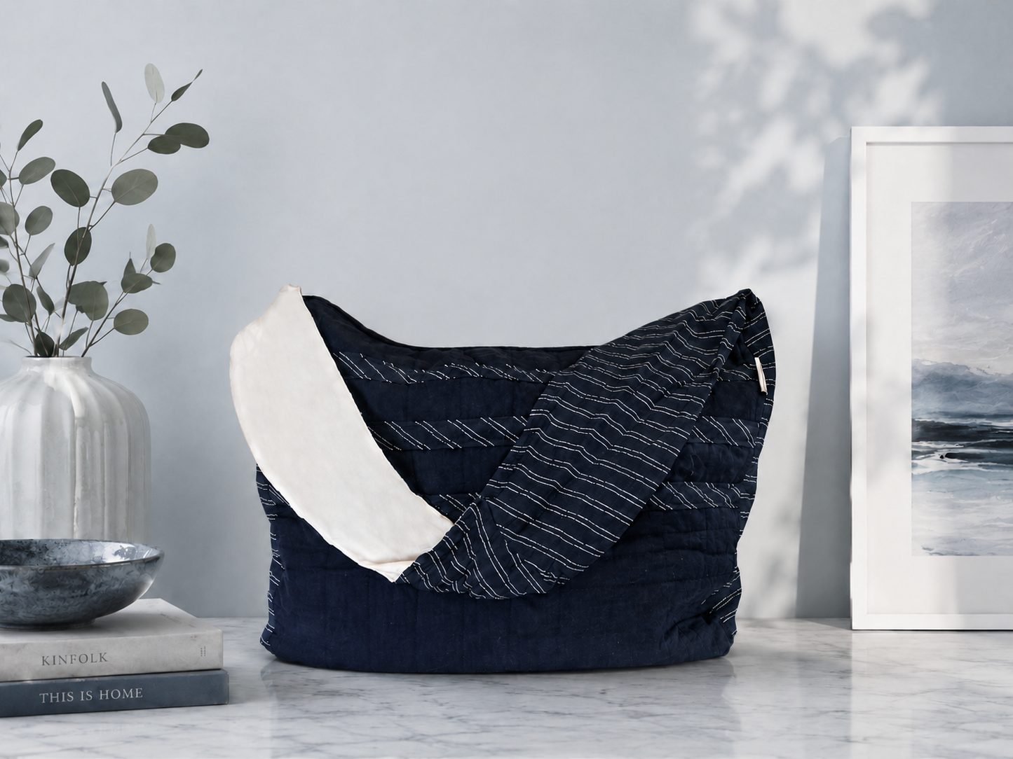 Quilted Navy Cotton Sling Bag | 2nd Time Around Collection