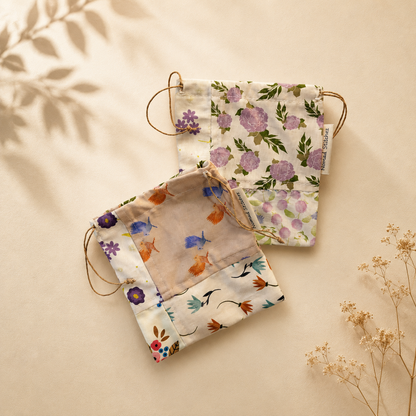 2pk Patchwork Organic Cotton Snack Bags