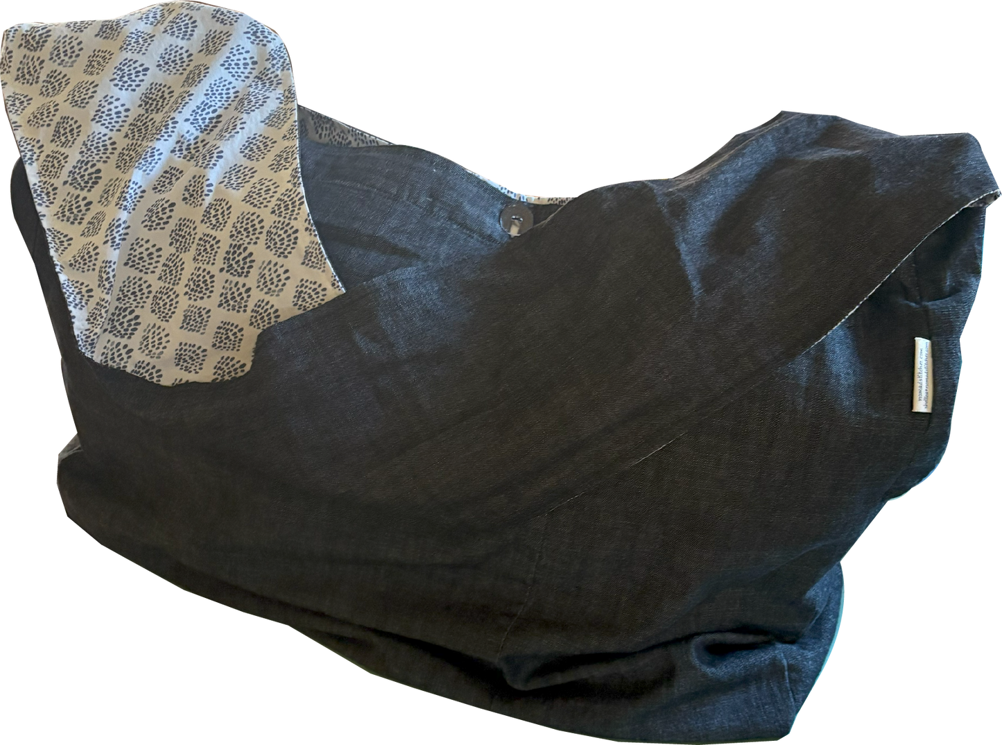 Geometric Edition Sling Bag, Black Denim Bag, Handcrafted from Repurposed Natural Fiber Textiles