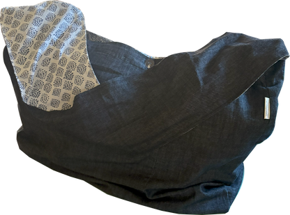 Geometric Edition Sling Bag, Black Denim Bag, Handcrafted from Repurposed Natural Fiber Textiles