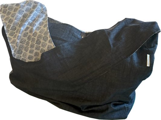 Geometric Edition Sling Bag, Black Denim Bag, Handcrafted from Repurposed Natural Fiber Textiles