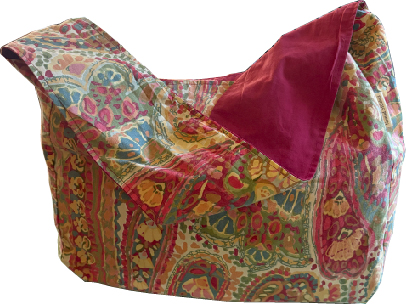 Small 1/2 Pint ~ Stitch Bag in jewel-toned paisley print, lined with solid cotton, handcrafted from repurposed textiles.