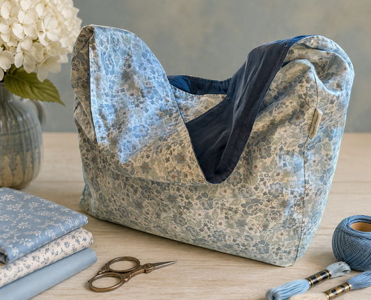 Soft Blue Ditsy Floral 1/2 Pint~Stitch Bag | 2nd Time Around Collection