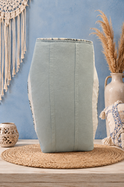 Boho Chic Leigh Bag – Tones of Blue and White Bag, Handcrafted from Repurposed Natural Fiber Textiles