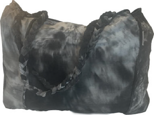 Tie Dye Leigh Bag – Black & White Bag, Handcrafted from Repurposed Natural Fiber Textiles