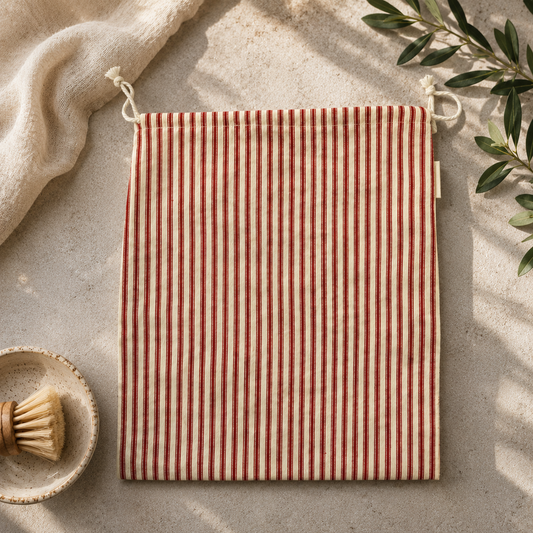 Utility Bag Yarn Dye Ticking Stripe-Red | Essentials Collection