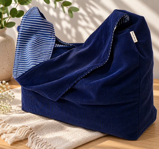 Navy Corduroy Sling Bag | Whimsy Meets Everyday Function