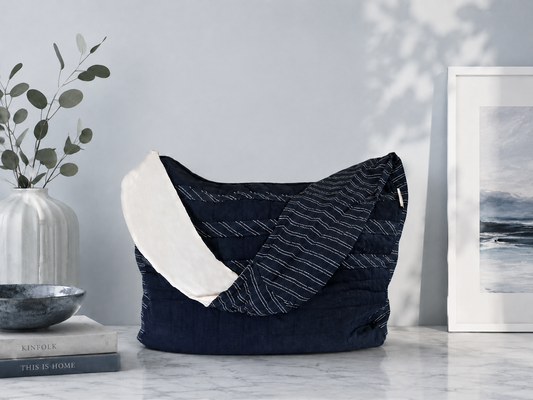 Quilted Navy Cotton Sling Bag | 2nd Time Around Collection