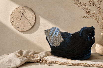 Geometric Edition Sling Bag, Black Denim Bag, Handcrafted from Repurposed Natural Fiber Textiles