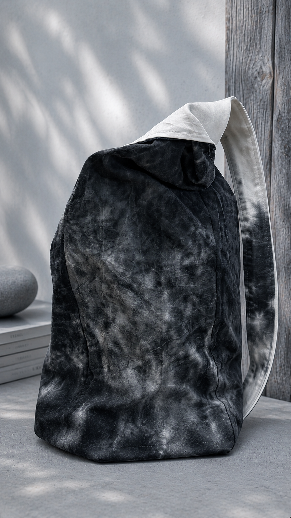Tie Dye Sling Bag – Black & White Bag, Handcrafted from Repurposed Natural Fiber Textiles