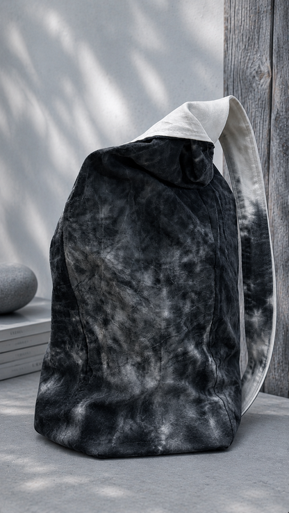 Tie Dye Sling Bag – Black & White Bag, Handcrafted from Repurposed Natural Fiber Textiles