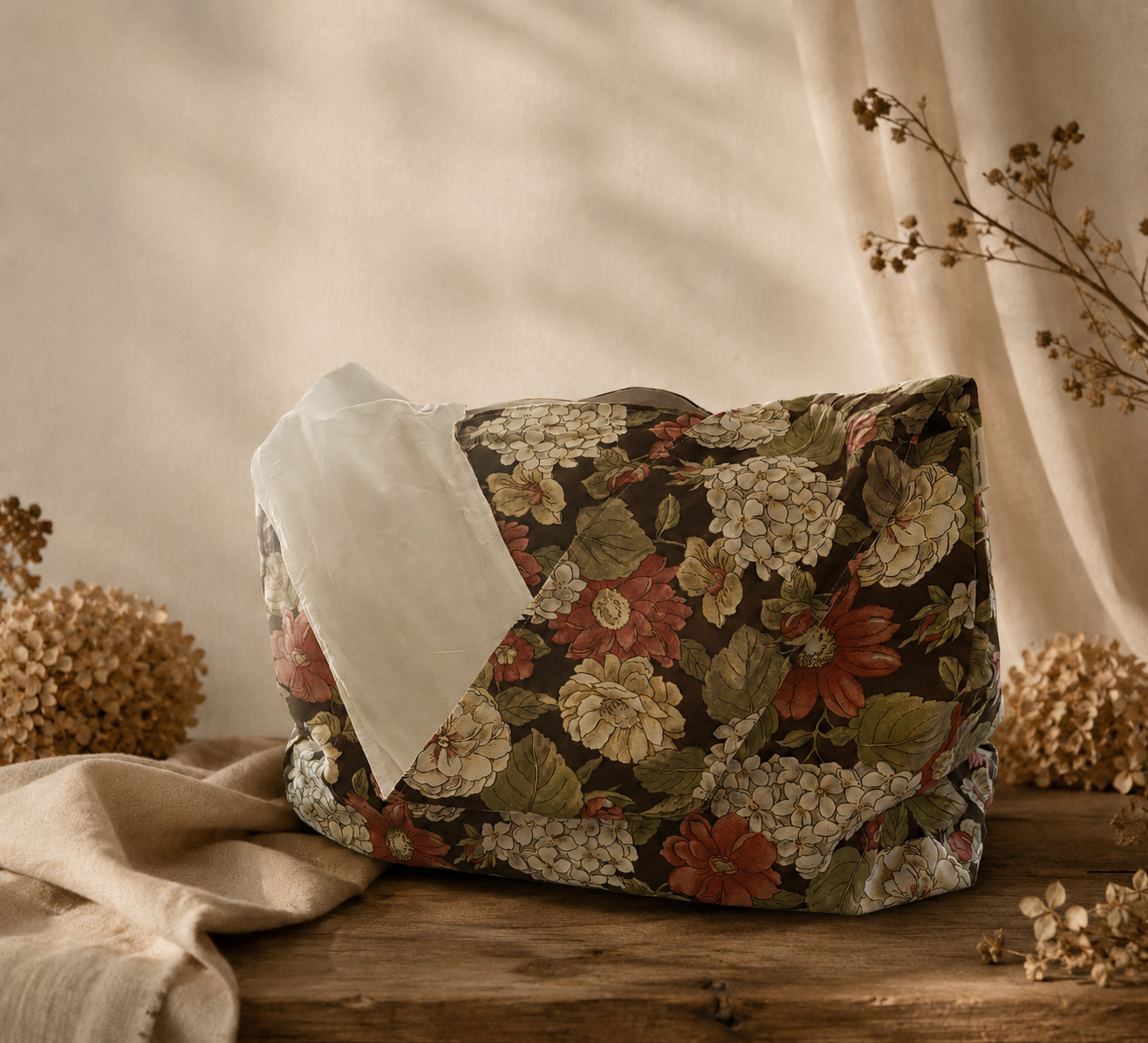 Cinnamon Flora Twill Sling Bag | Earthy Floral Elegance