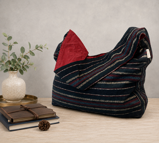 Striped Woolen Brushed Cotton Sling Bag | Earthy Charm, Everyday Ease