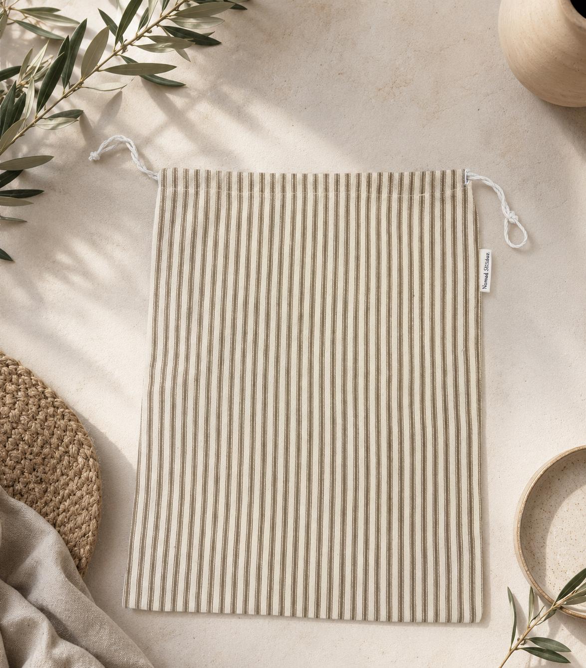 Utility Bag Yarn Dye Ticking Stripe-Tan | Essentials Collection