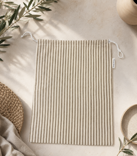 Utility Bag Yarn Dye Ticking Stripe-Tan | Essentials Collection